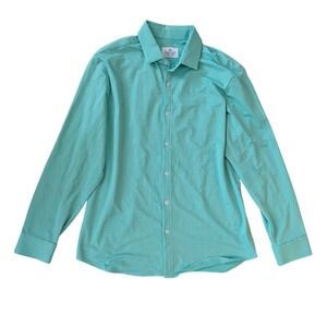 Mizzen+Main Men's Trim Fit Gingham Performance Dress Shirt Green White- XL